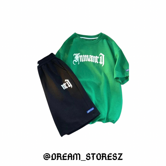 SHORT OUTFIT STREETWEAR # 1 GREEN AND BLACK