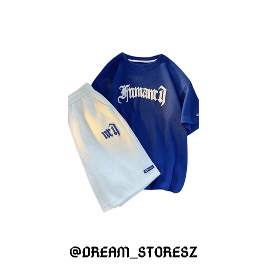 SHORT OUTFIT STREETWEAR # 1 BLUE AND WHITE